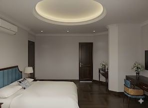 Habitación Deluxe con 1 cama doble o 2 individuales, vistas a la ciudad | Escritorio, tabla de planchar con plancha, wifi gratis