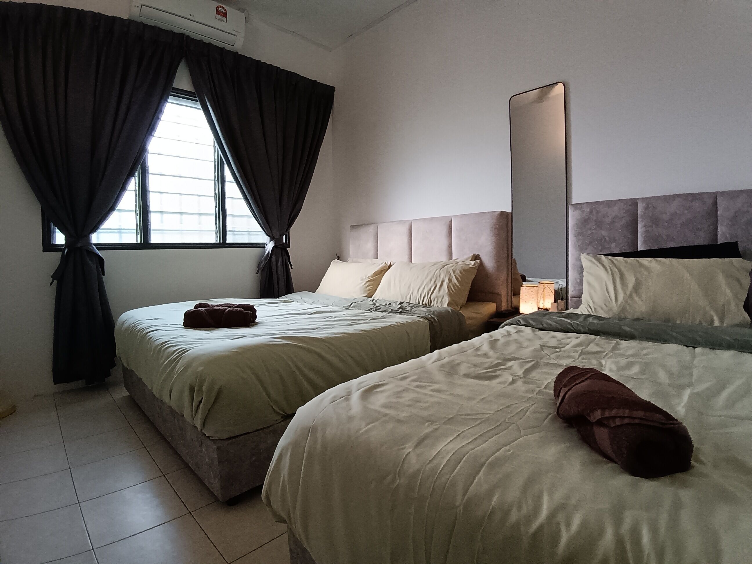 Blackout curtains, iron/ironing board, free WiFi