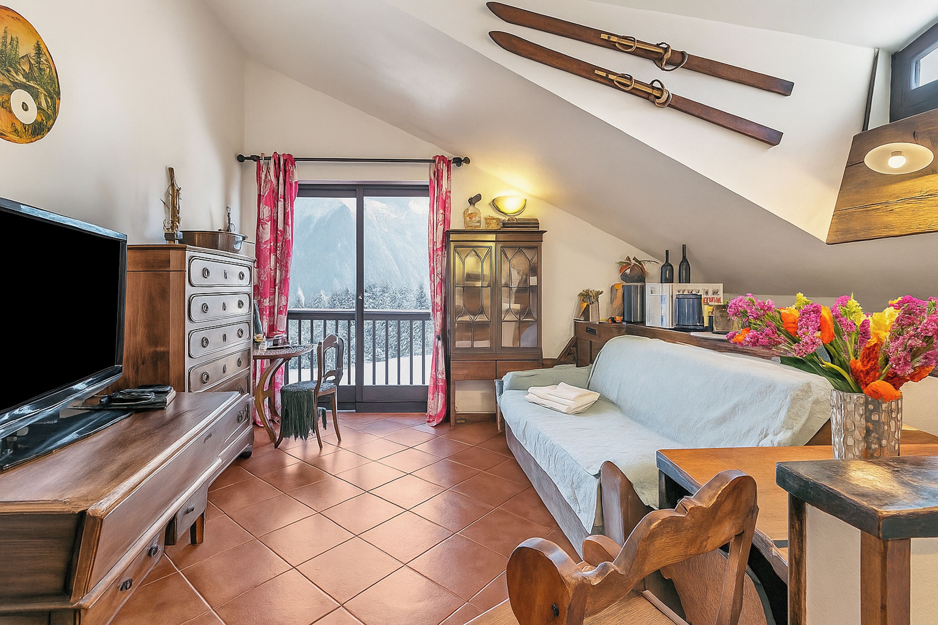 Honeymoon Apartment, Multiple Bedrooms (Champlas Suite) | Living area | Flat-screen TV