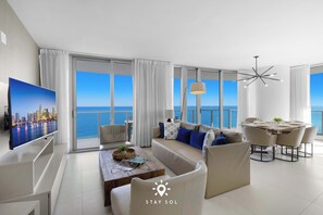 TV, offices - Bright Coastal 3BR Haven · Corner Views + Resort (Hollywood)