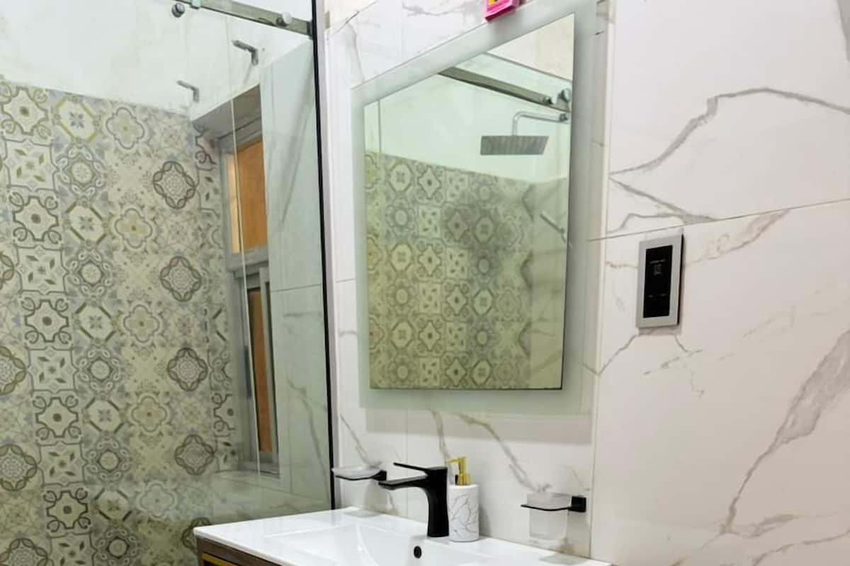 Rainfall showerhead, hair dryer, bidet, towels