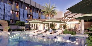 Una piscina al aire libre