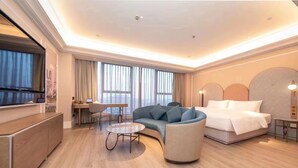 Phòng Deluxe, 1 giường cỡ king | Bộ trải giường bằng vải cotton Ai Cập, bộ đồ giường cao cấp