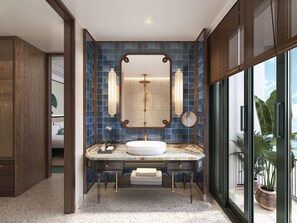 华丽客房, 1 张特大床 | 浴室 | 免费洗浴用品、吹风机、浴袍、拖鞋