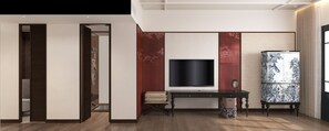 プレミアム ルーム キングベッド 1 台 シービュー | 高級寝具、ミニバー、セーフティボックス (室内)、ノートパソコン用作業スペース