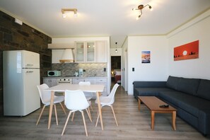 Apartment, 2 Bedrooms, Patio, Beach View | In-room safe, soundproofing, iron/ironing board, free WiFi - Amari stone apartments (Lemnos)
