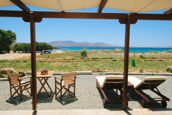 Apartment, 2 Bedrooms, Patio, Beach View | Terrace/patio - Amari stone apartments (Lemnos)