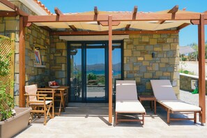 Apartment, 1 Bedroom, Patio, Beach View | Terrace/patio - Amari stone apartments (Lemnos)