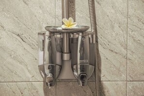 Sèche-cheveux, serviettes fournies, savon, papier toilette