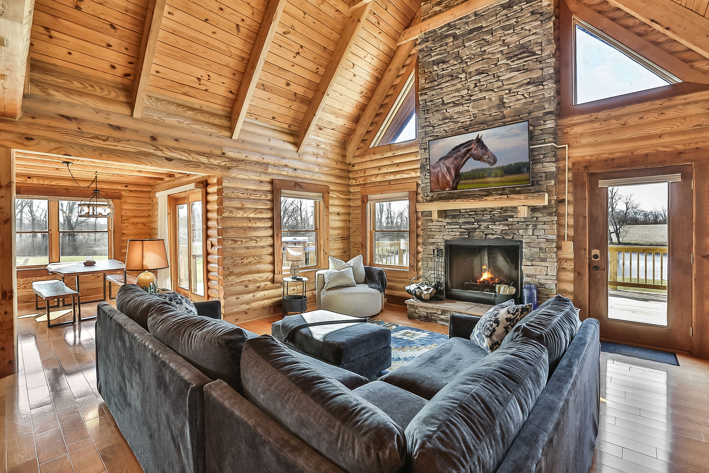 Smart TV, fireplace, video games, foosball