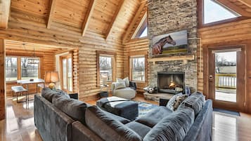 Smart TV, fireplace, video games, foosball