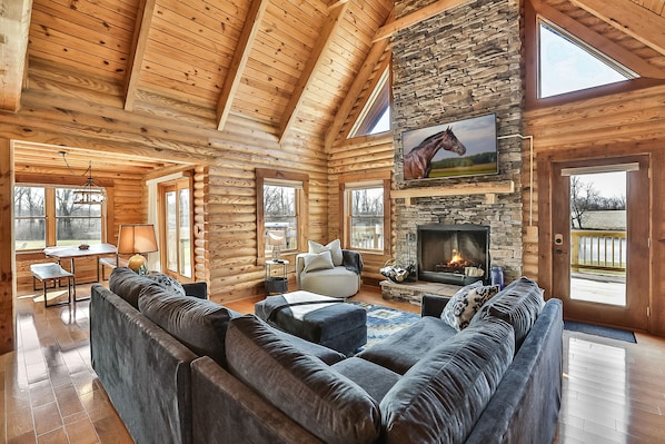 Smart TV, fireplace, video games, foosball