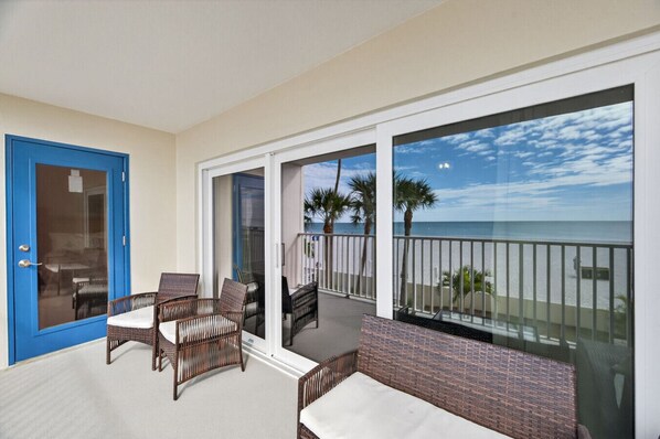 Terrace/patio - Beachfront Bliss with Gulf Views, Balcony, Heated Pool & More (Indian Shores)