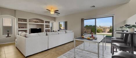 Hus - flera sängar - uteplats - utsikt mot trädgården (Bustos Maricopa) | Interiör