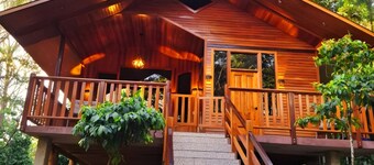 Cabin in the forest with a view. Kitchen, living room and laundry room. 5km from downtown