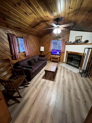 TV, fireplace, DVD player - Cozy Cabin Camping Rental for Four near Woodstock, Upstate New York (Big Indian)
