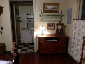 1 bedroom, desk, bed sheets