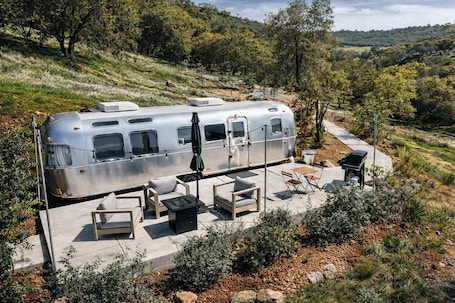 Outdoor dining. Design-Led Glamping Escape Near Yosemite