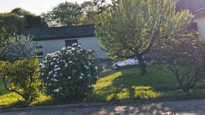 A residential area with a house, a tree, and a bush. - Home Sweet Home - Feel-good vacation home (Cuxhaven)