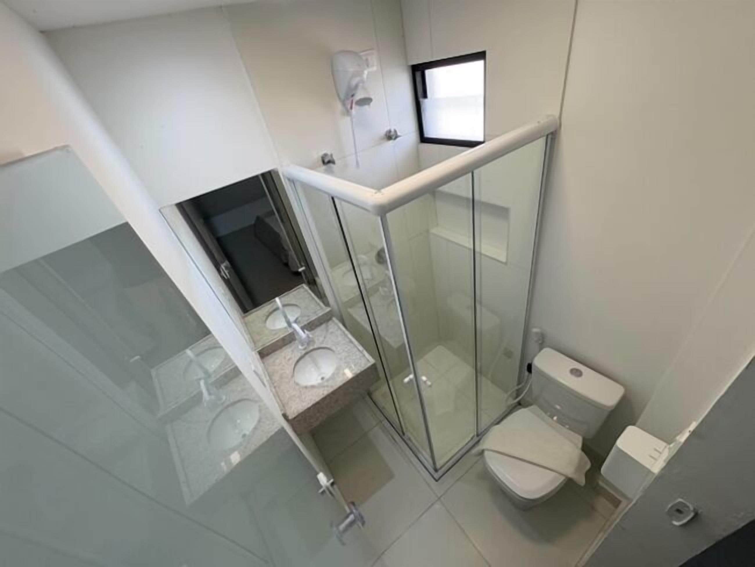 Shower, towels, soap, shampoo