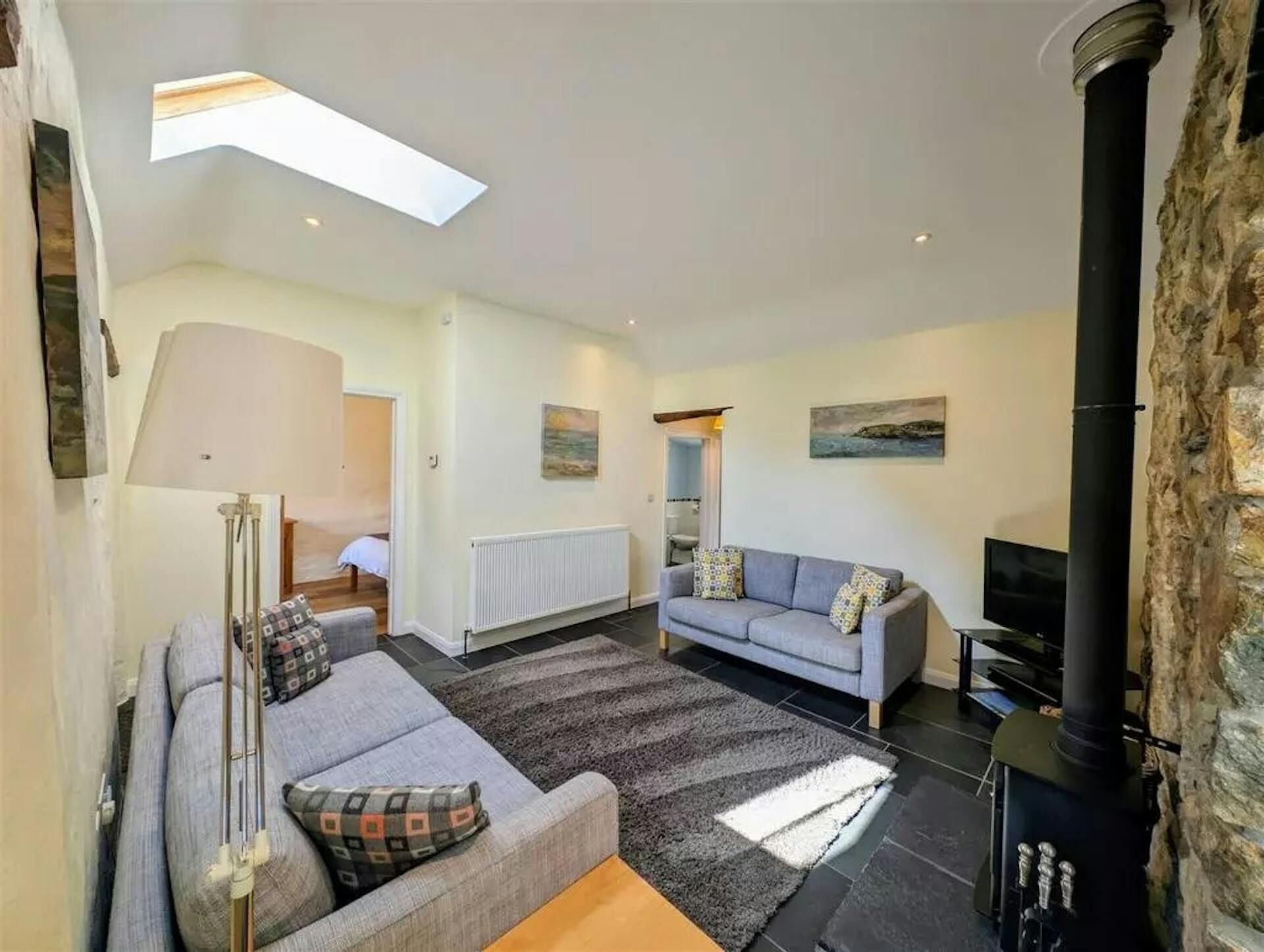 Fernseher, Kamin, DVD-Player