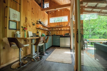 Private kitchen. The Studio with a View. Bring your dog, too!