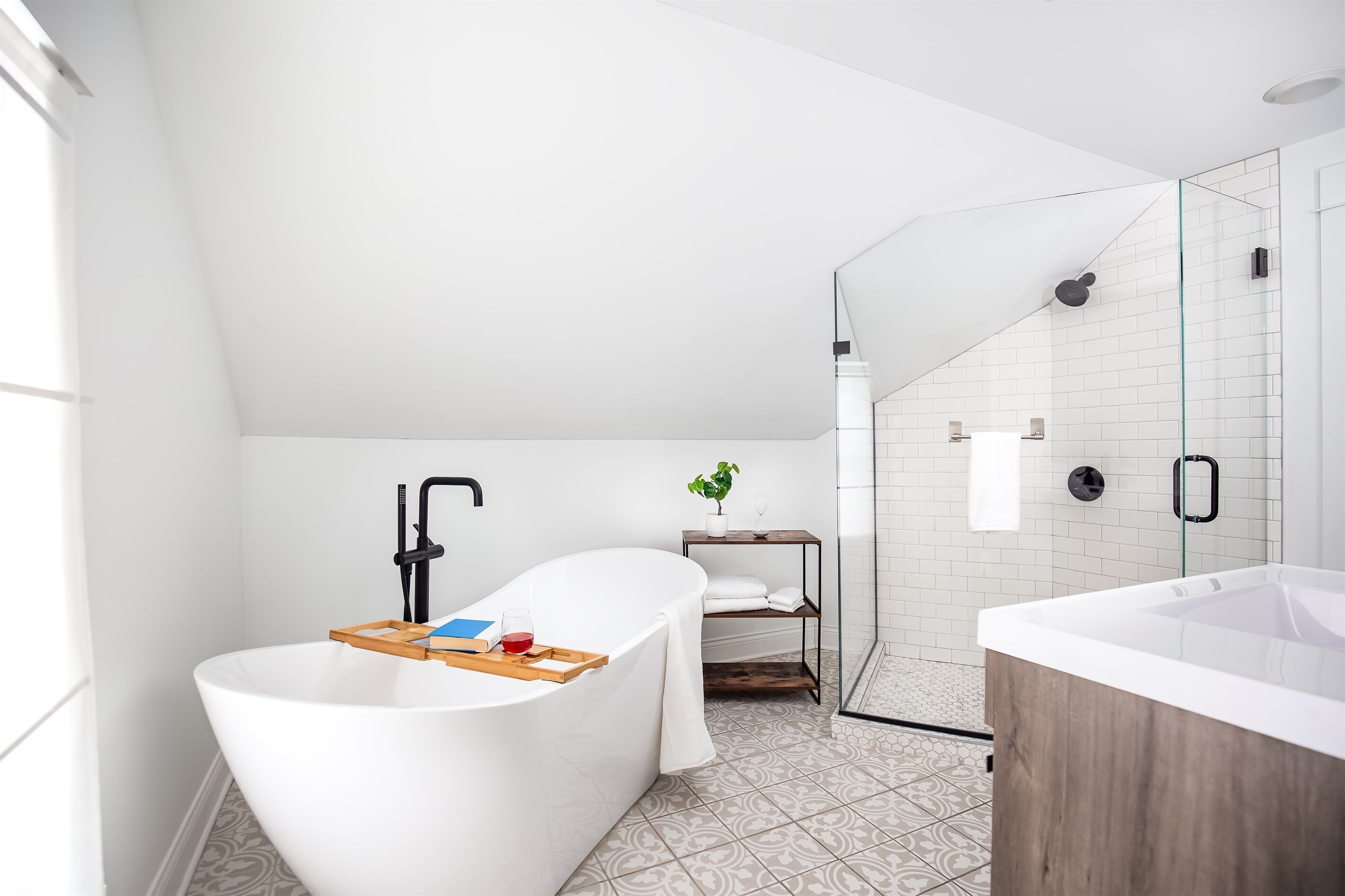 Douche, serviettes fournies