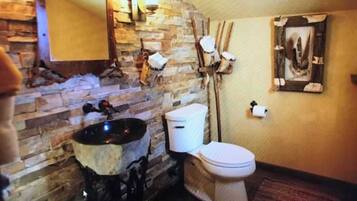 Regadera, secadora de cabello, toallas