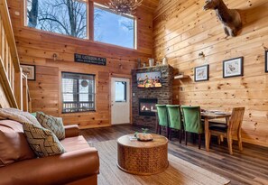 Cabin, Mountain View | Living area | Flat-screen TV, fireplace - The Lookout Pair  (Sevierville)