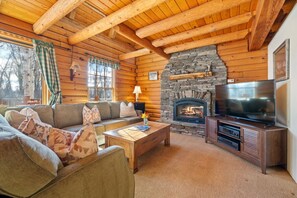 Televisión y chimenea