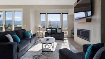 TV, fireplace, offices