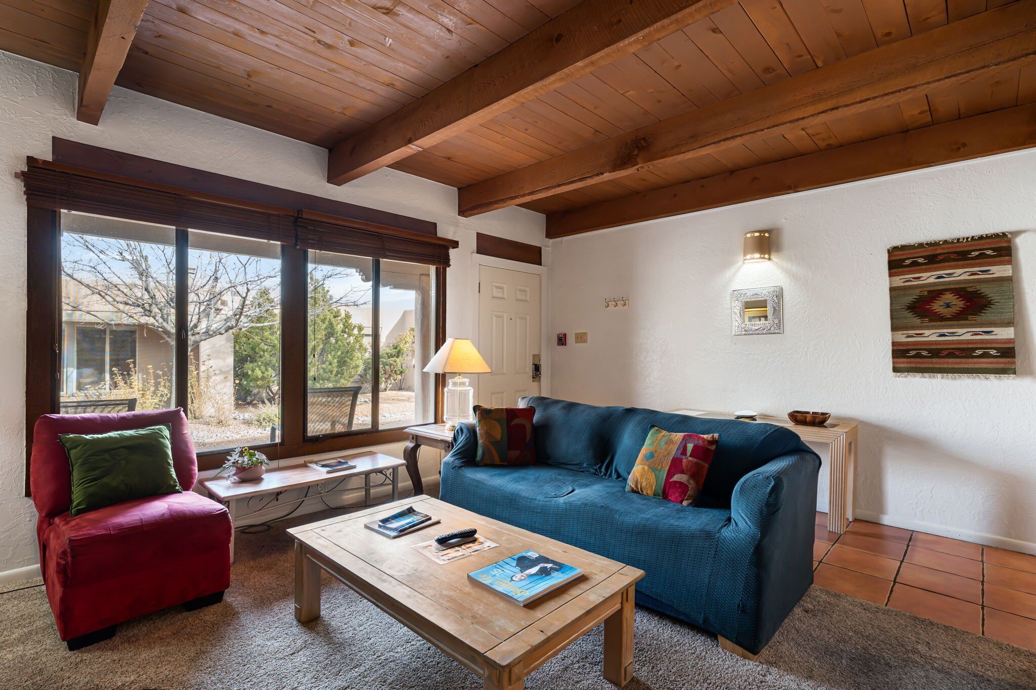 TV connectée, cheminée, livres