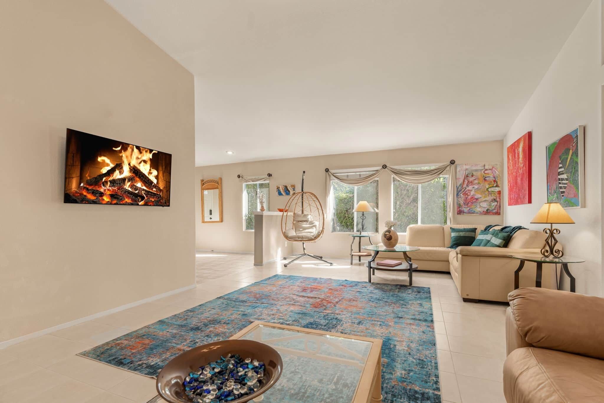 Chimenea, futbolito, mesa de ping pong, estéreo