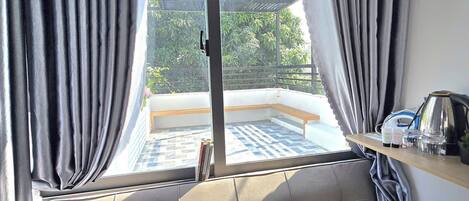 Desk, blackout curtains, iron/ironing board, free WiFi