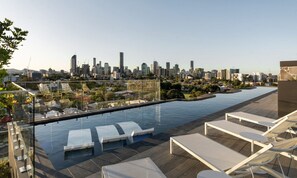 Pool - Rooftop Pool with CBD View | Luxe 2BR Free Parking (East Brisbane)
