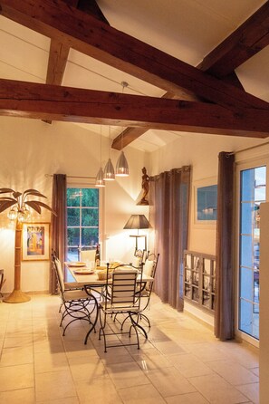 Dining - Villa with Independent Studio, Pool, Jacuzzi, Playground, Quiet Nature (CHATEAUVERT)