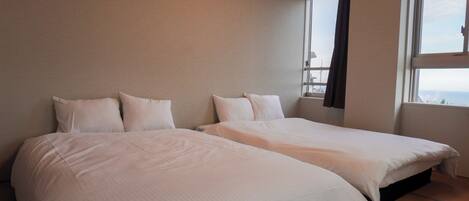 Desk, free WiFi, bed sheets