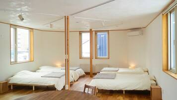 Desk, free WiFi, bed sheets