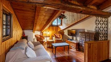 TV, fireplace