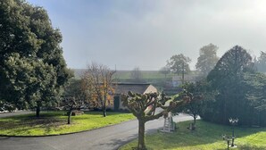 A residential street with a curved driveway, trees, and a lamp post. - Bed and Breakfast 'Chambre Jaune' with Shared Terrace, Shared Garden and Wi-Fi (VERRIERES)