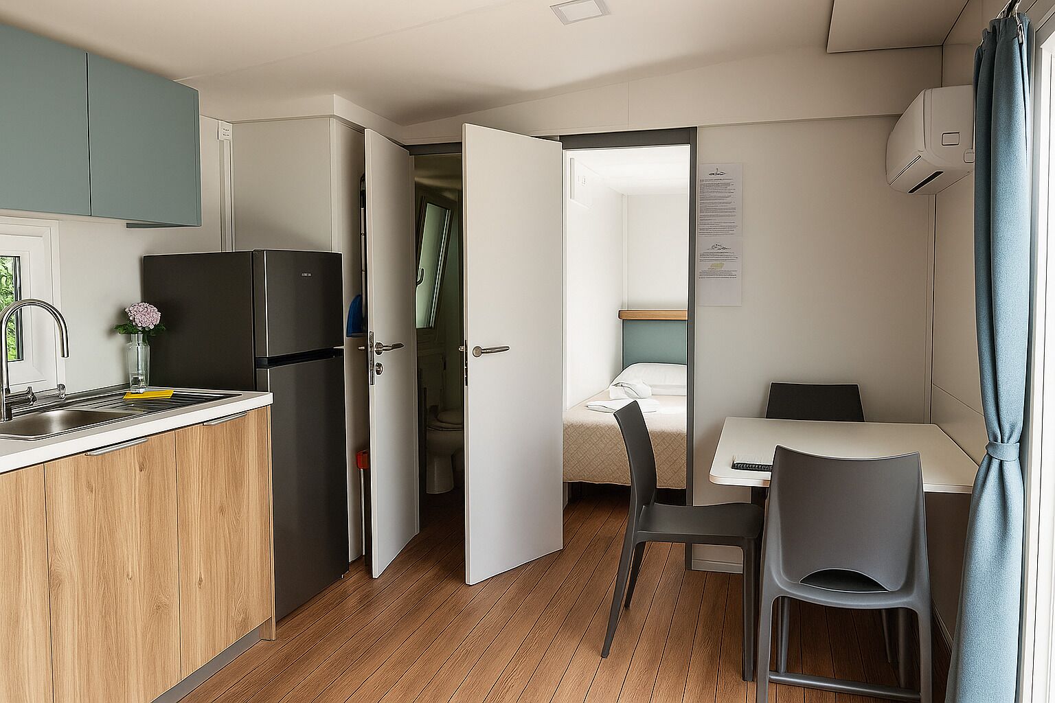 Standard Mobile Home | Private kitchen | Full-sized fridge