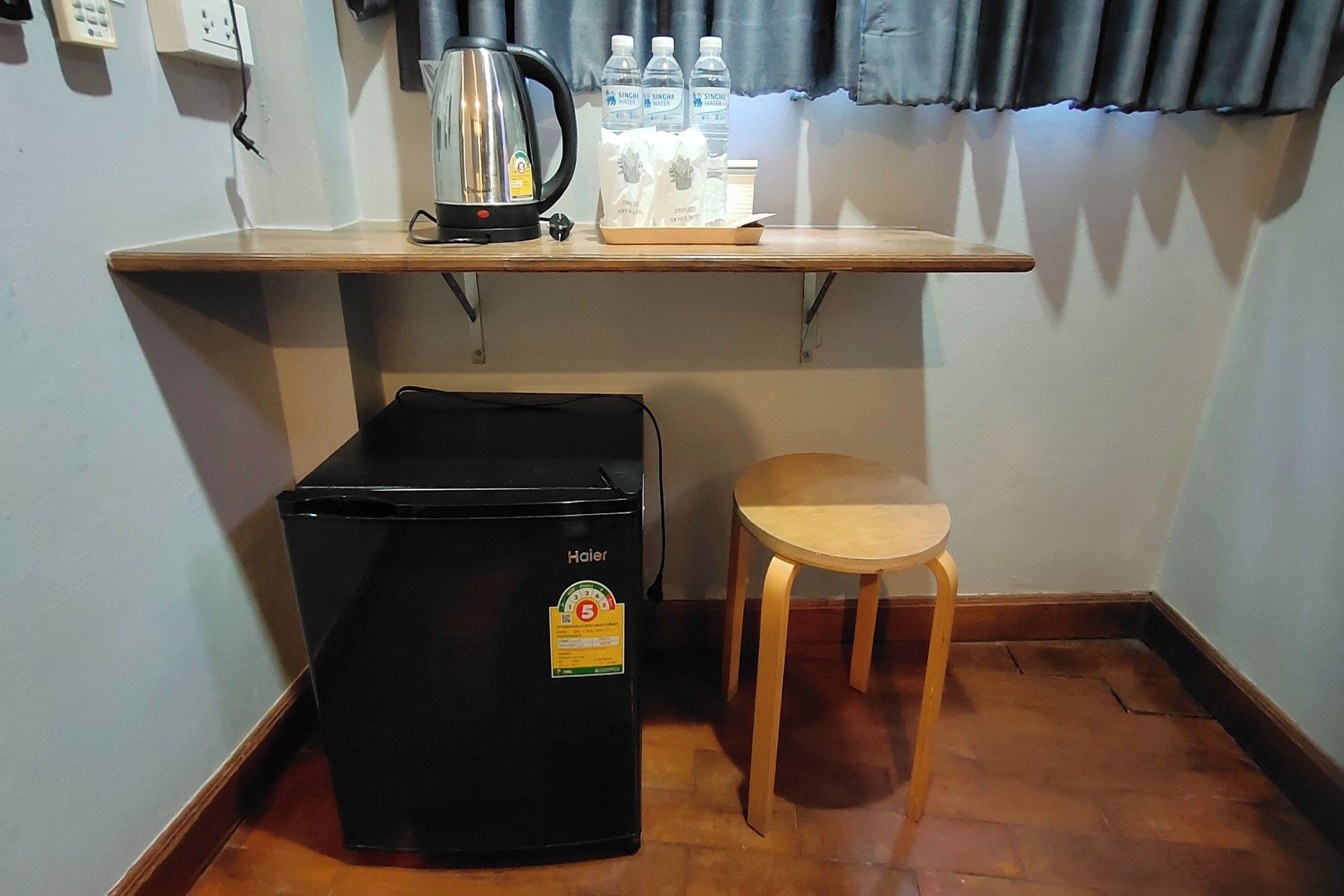 Desk, free WiFi, bed sheets