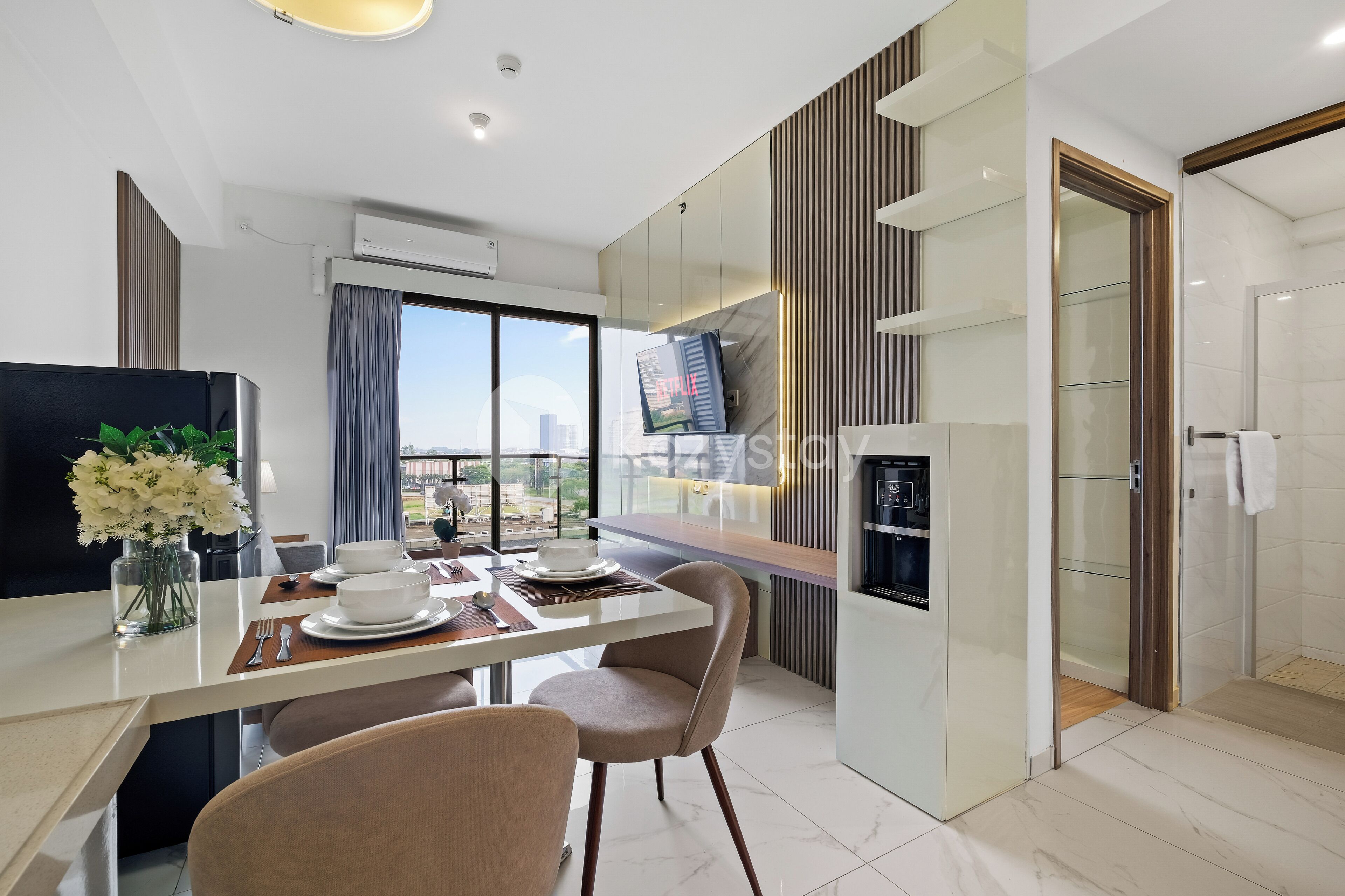 Apartemen, 2 kamar tidur, pemandangan kota | Ruang makan