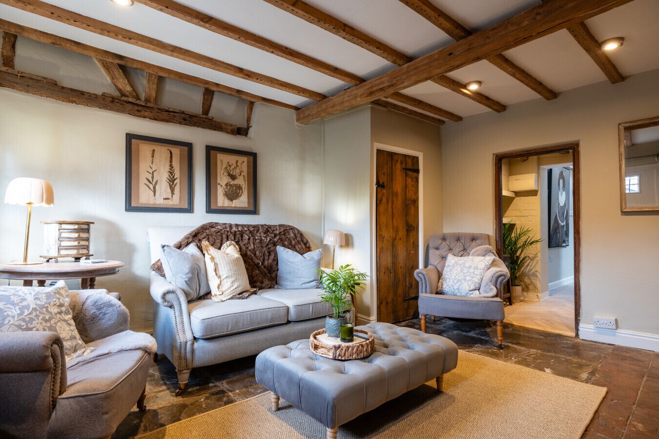 TV, fireplace, books