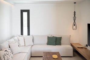 Villa, Sea View | Living area | Smart TV, Netflix, streaming services - Nemia Luxury Residence (Chania)