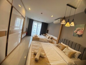 Executive Apartment, Multiple Beds, Balcony, Pool View | Free minibar, individually furnished, desk, laptop workspace - Tan Son Nhat Airport Sky Center  (Tan Son Hoa)