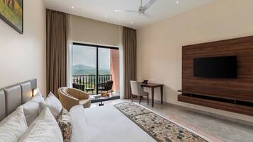 In-room safe, desk, laptop workspace, blackout curtains