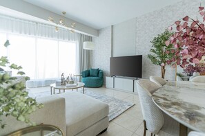 Living area - Iconic 2BR in Skycourt Dubailand (Dubai)