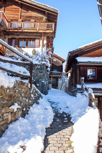 Cozy chalet, Alps view, fireplace & large terrace