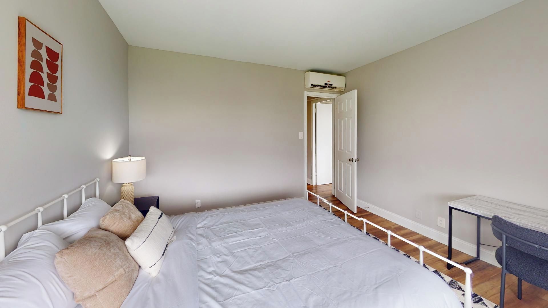 1 bedroom, desk, iron/ironing board, travel crib